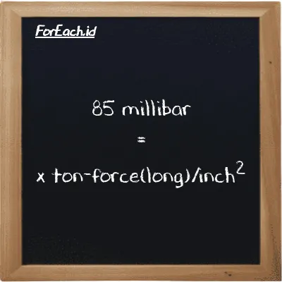 Example millibar to ton-force(long)/inch<sup>2</sup> conversion (85 mbar to LT f/in<sup>2</sup>)